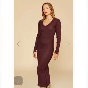 Rouje Charlene Deep Rust brown Long Sleeve midi Dress size XS